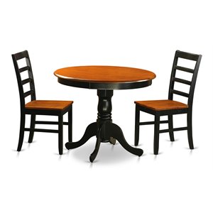 East West Furniture Antique 3-piece Dining Set with Wood Chairs in Cherry/Black