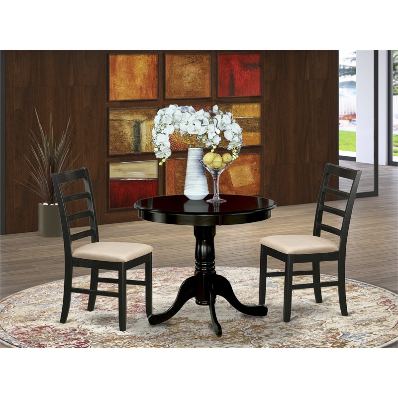 East West Furniture Antique 3-piece Small Dining Table & Chair Set in Cappuccino