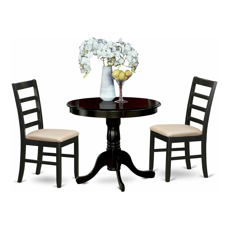 East West Furniture Antique 3-piece Small Dining Table & Chair Set in Cappuccino