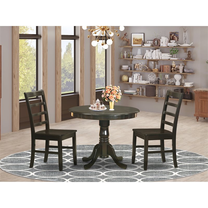 East West Furniture Antique 3-piece Dining Table & Chair Set in Cappuccino