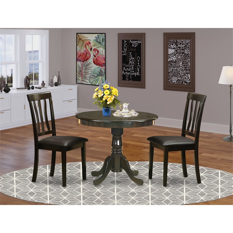 East West Furniture Antique 3-piece Dining Set with Small Table in Cappuccino
