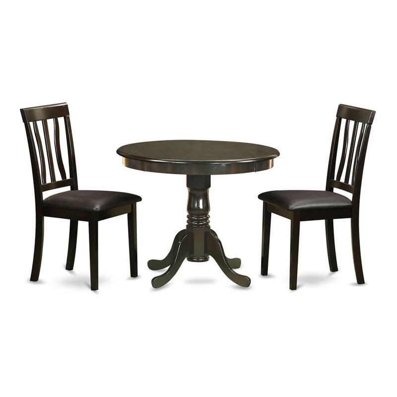 East West Furniture Antique 3-piece Dining Set with Small Table in Cappuccino