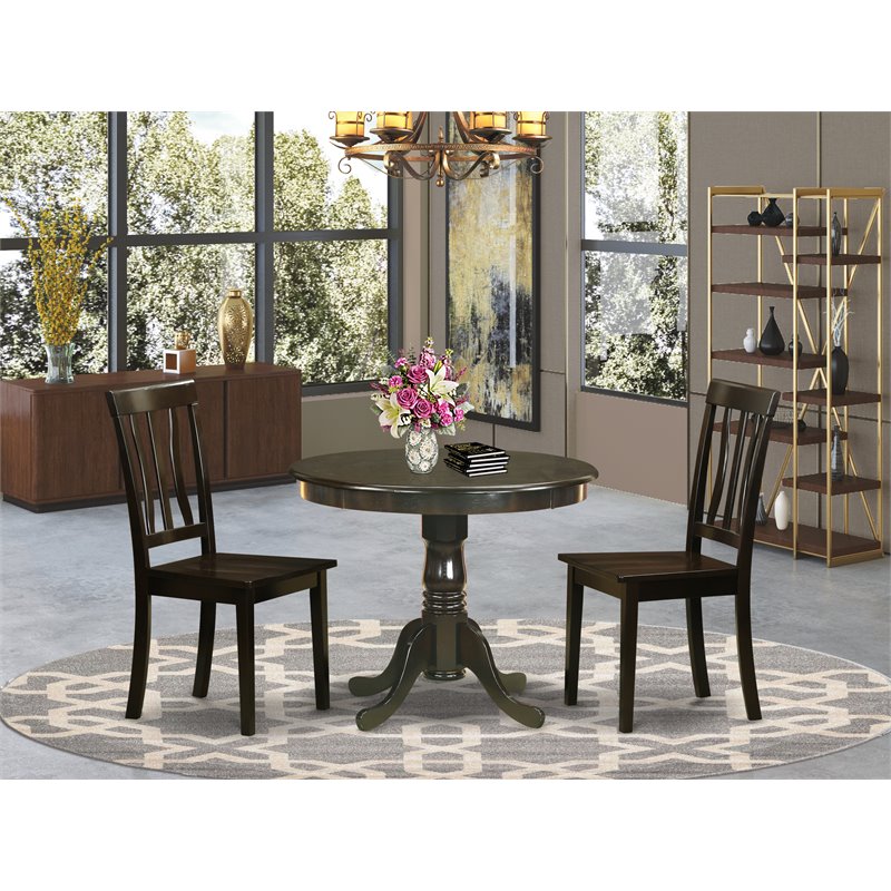 East West Furniture Antique 3-piece Traditional Wood Kitchen Set in Cappuccino
