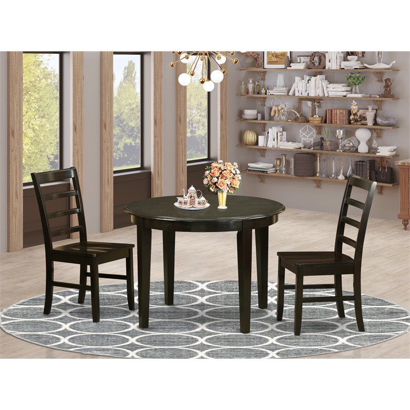 East West Furniture Boston 3-piece Small Table & Dining Chairs in Cappuccino