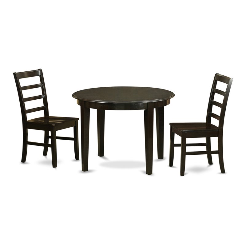 East West Furniture Boston 3-piece Small Table & Dining Chairs in Cappuccino