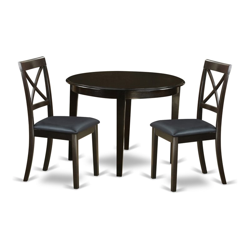 East West Furniture Boston 3-piece Wood Small Dining Table Set in Cappuccino