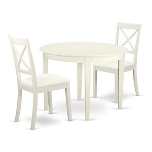 East West Furniture Boston 3-piece Small Kitchen Table & Chair Set in White