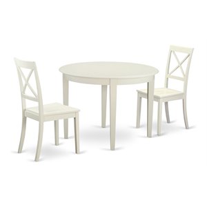 East West Furniture Boston 3-piece Traditional Wood Dining Set in Linen White