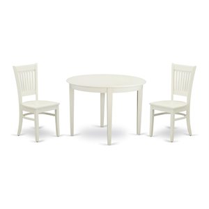 East West Furniture Boston Wood Dining Set with Slatted Back Chairs in White