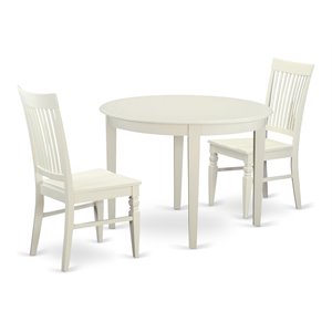 East West Furniture Boston 3-piece Dining Table and Chair Set in Linen White
