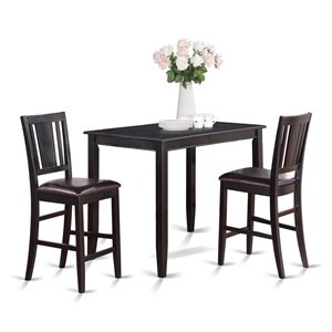 East West Furniture Buckland 3-piece Dining Table and Stools Dining Set in Black