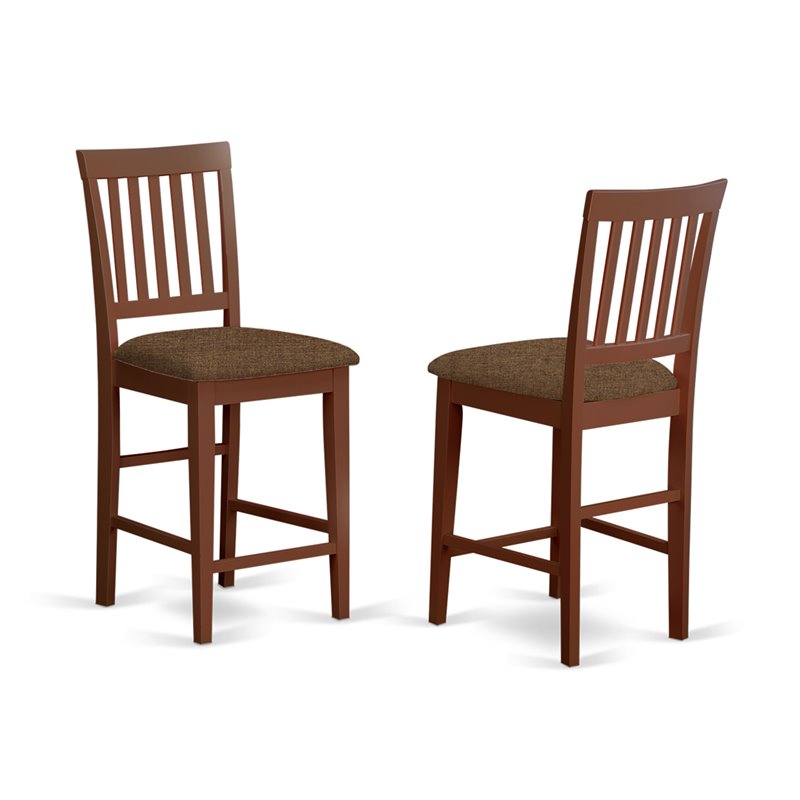 East West Furniture Buckland 3-piece Wood Counter Height Dining Set in Mahogany