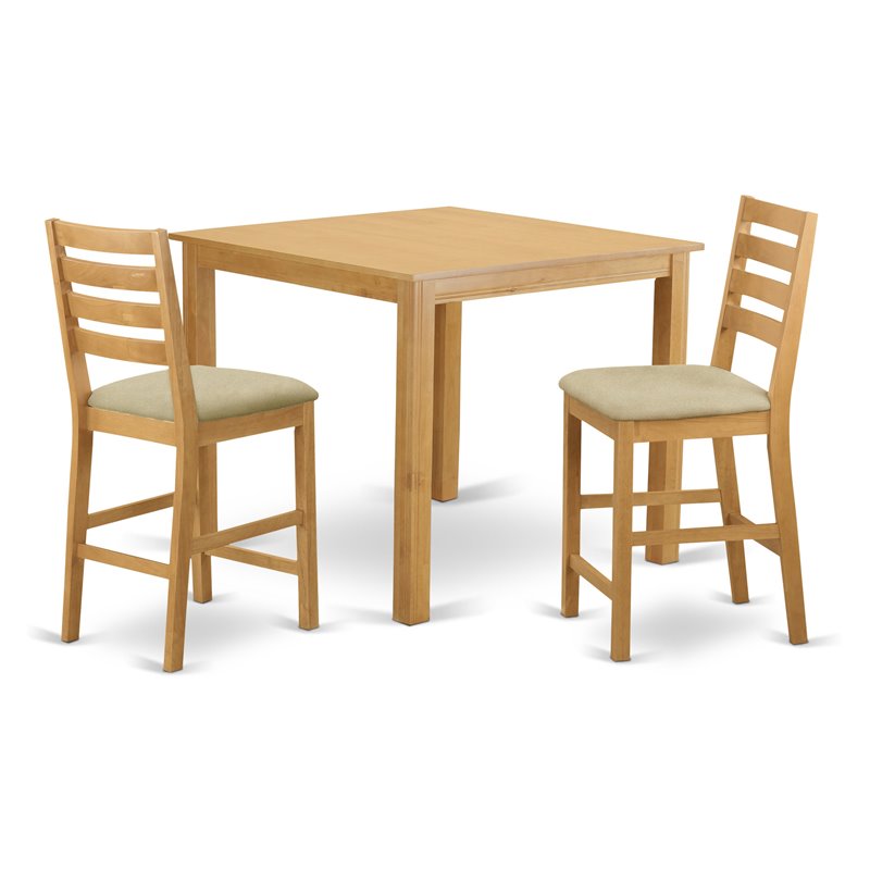 East West Furniture Cafe 3-piece Counter Height Dining Set with 2 Stools in Oak
