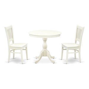 East West Furniture Antique 3-piece Asian Solid Wood Dining Set in White