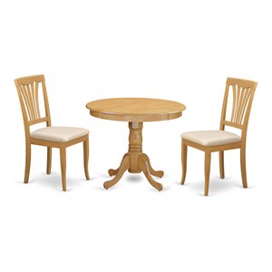 East West Furniture Antique 3-piece Wood Dining Set in Light Oak