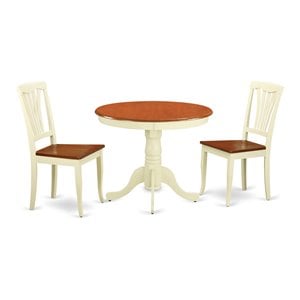 East West Furniture Antique 3-piece Wood Small Dining Set in Cream/Cherry