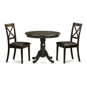 East West Furniture Antique 3-piece Wood Pedestal Base Dining Set in Cappuccino