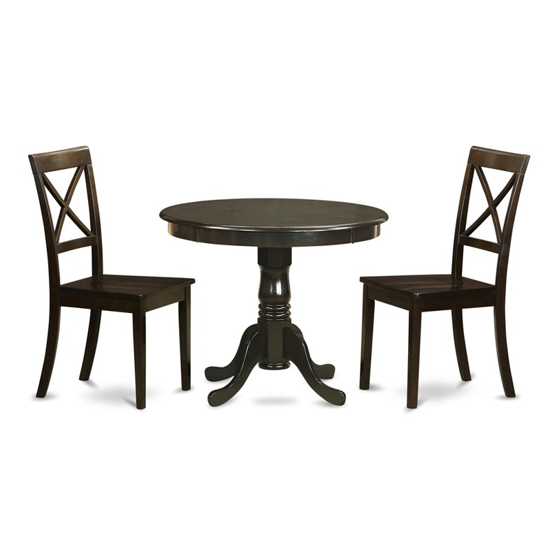 East West Furniture Antique 3-piece Wood Dining Set in Cappuccino