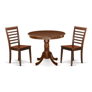 East West Furniture Antique 3-piece Traditional Wood Dining Set in Mahogany