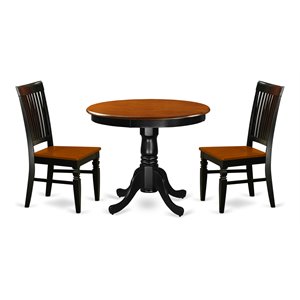 East West Furniture Antique 3-piece Wood Dining Table Set in Black and Cherry