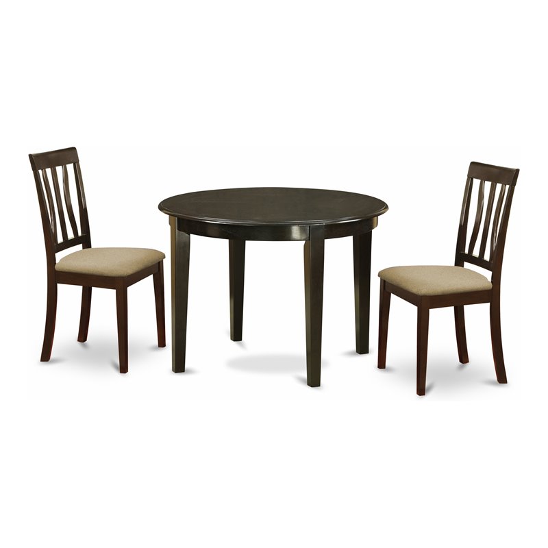 East West Furniture Boston 3-piece Small Dining Table & Chair Set in Cappuccino