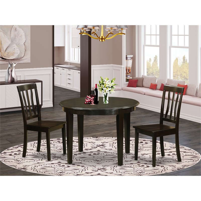 East West Furniture Boston 3-piece Traditional Wood Dining Set in Cappuccino