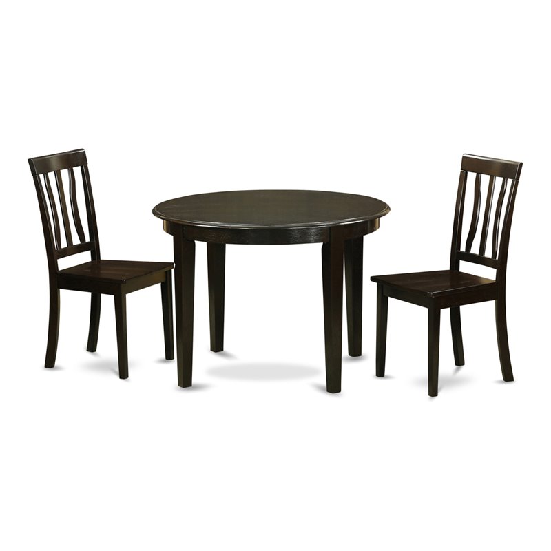 East West Furniture Boston 3-piece Traditional Wood Dining Set in Cappuccino