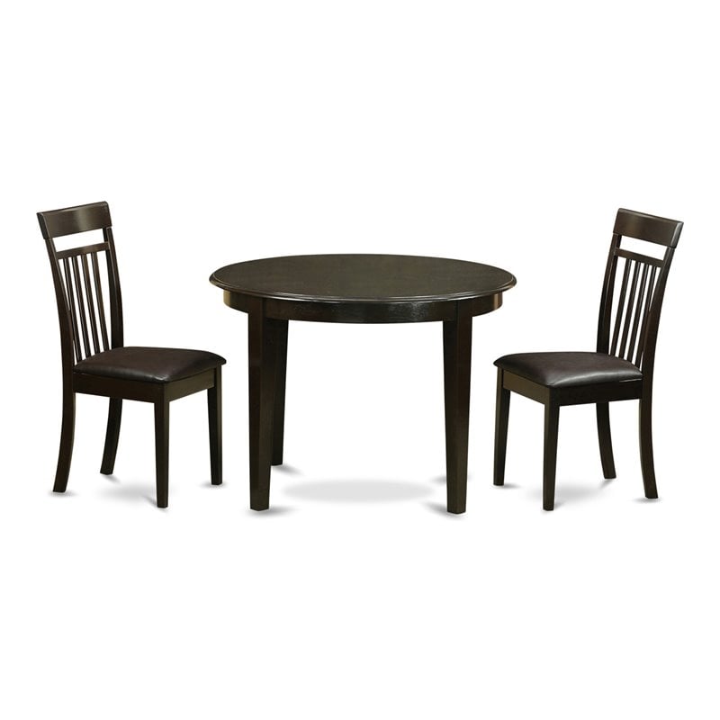 East West Furniture Boston 3-piece Small Kitchen Table Set in Cappuccino
