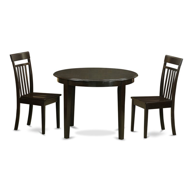 East West Furniture Boston 3-piece Wood Dining Table and Chairs in Cappuccino