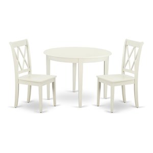 East West Furniture Boston 3-piece Dining Table & X Back Chairs in Linen White