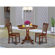 East West Furniture Antique 3-piece Dining Set with Rounded Table in Mahogany