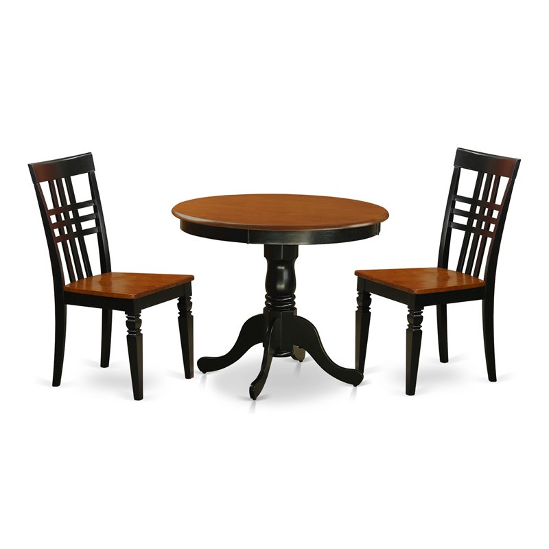 East West Furniture Antique 3-piece Dining Set with High Back Chair in Black