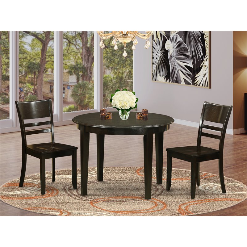 East West Furniture Boston 3-piece Wood Kitchen Table & Chairs in Cappuccino