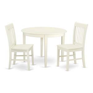 East West Furniture Boston 3-piece Wood Dining Table & Chairs in White