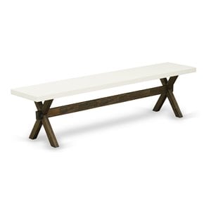 East West Furniture X-Style 15x72&quot Wood Dining Bench in Jacobean/Linen White