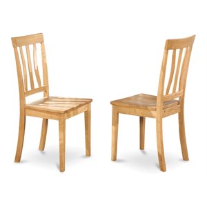 East West Furniture Antique 37&quot Wood Dining Chairs in Oak (Set of 2)