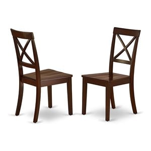 East West Furniture Boston 11&quot Wood Dining Chairs in Mahogany (Set of 2)