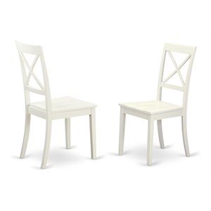 East West Furniture Boston 11&quot Wood Dining Chairs in Linen White (Set of 2)