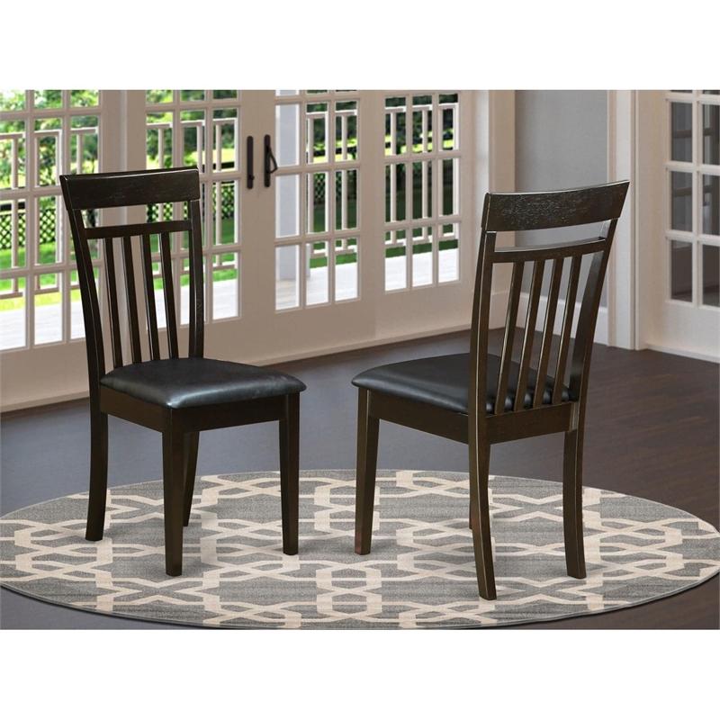 East West Furniture Capri Leather Dining Chair in Cappuccino (Set of 2)