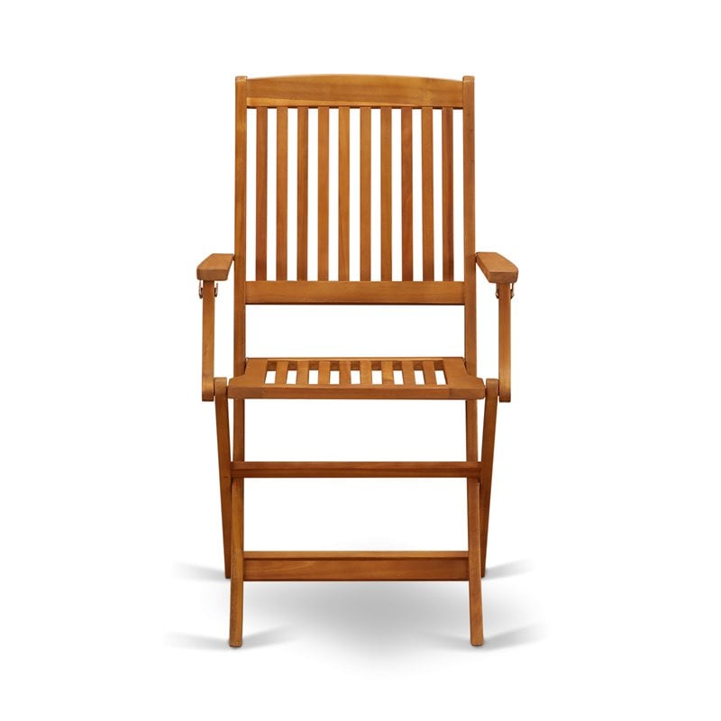 East West Furniture Beasley Patio Dining Chairs in Natural Oil (Set of 2)