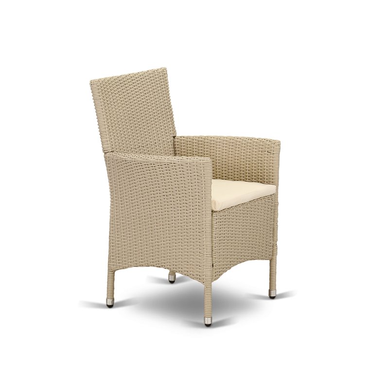 East West Furniture Valencia Metal Patio Dining Chairs in Cream (Set of 2)