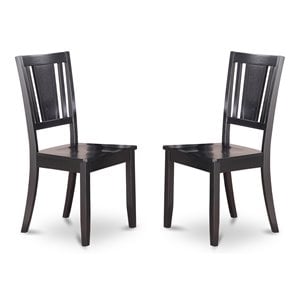 East West Furniture Dudley 10&quot Wood Dining Chairs in Black (Set of 2)