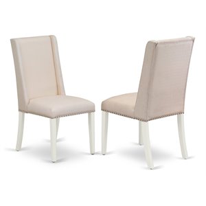 East West Furniture Florence 41&quot Fabric Dining Chairs in White/Cream (Set of 2)