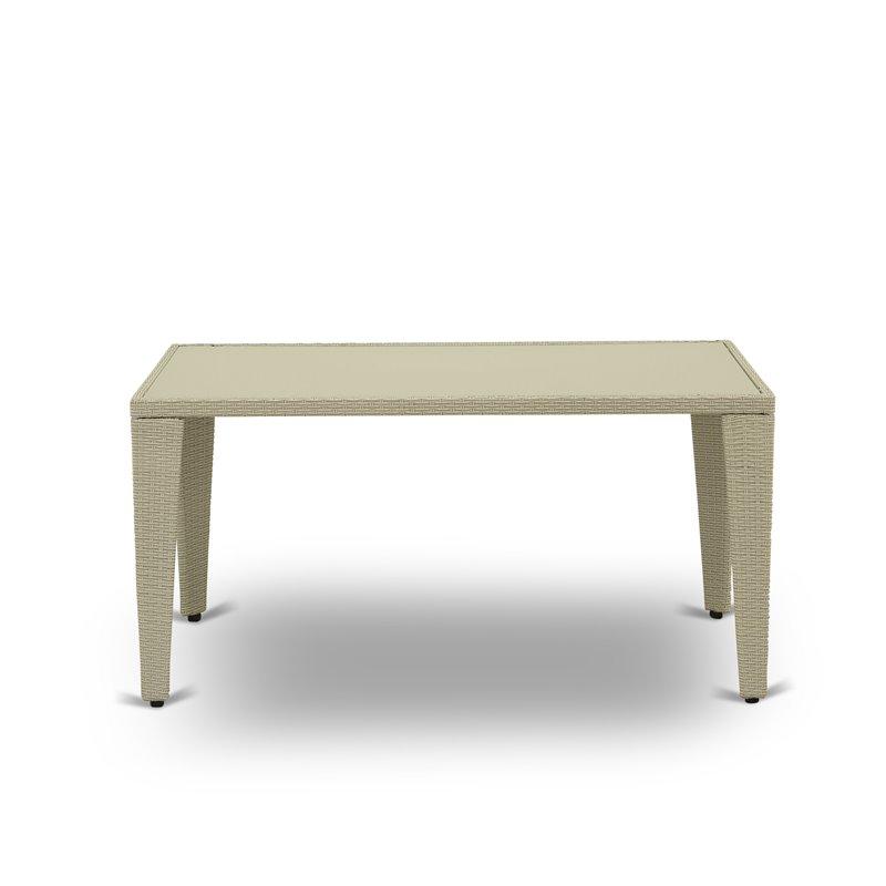 East West Furniture Gudhjem Metal and Wicker Patio Dining Table in Natural Linen