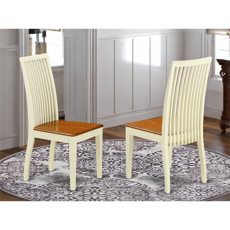 East West Furniture Ipswich Wood Dining Chairs in Cream/Cherry (Set of 2)