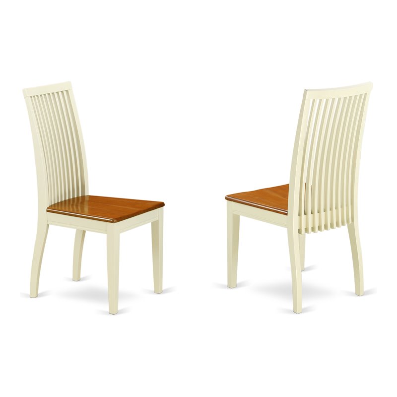 East West Furniture Ipswich Wood Dining Chairs in Cream/Cherry (Set of 2)