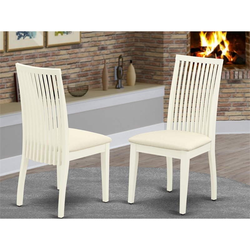 East West Furniture Ipswich Fabric Dining Chairs in Linen White (Set of 2)
