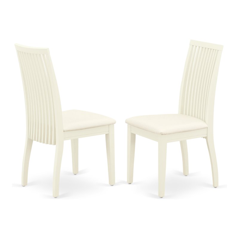 East West Furniture Ipswich Fabric Dining Chairs in Linen White (Set of 2)