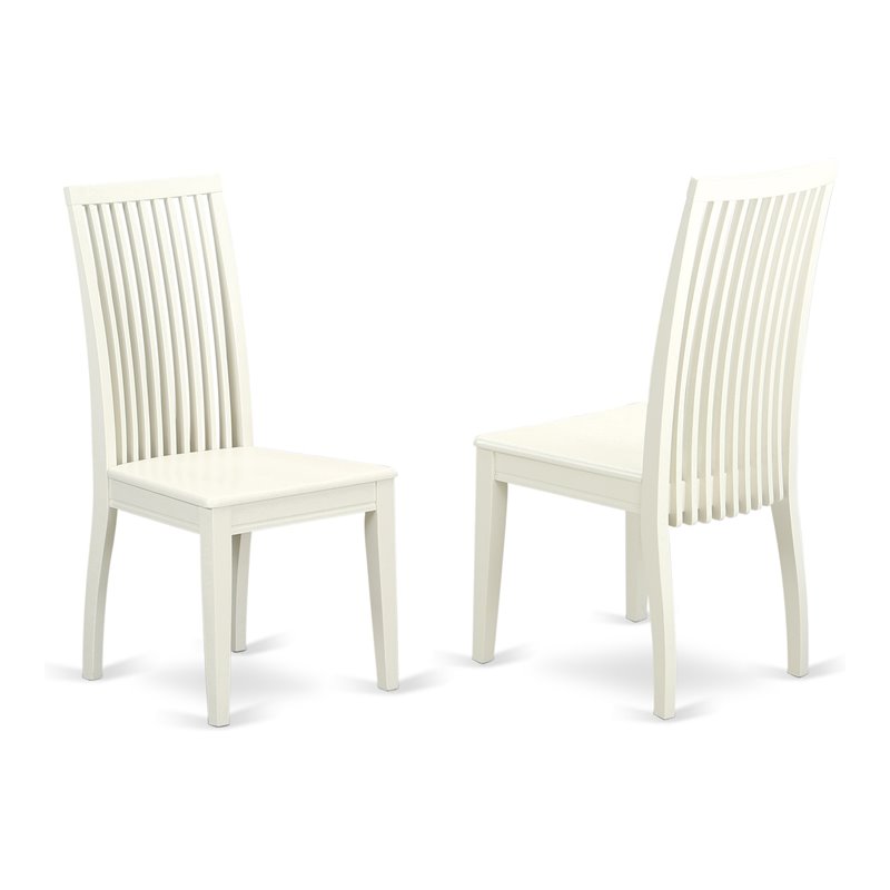 East West Furniture Ipswich Wood Dining Chairs in Linen White (Set of 2)