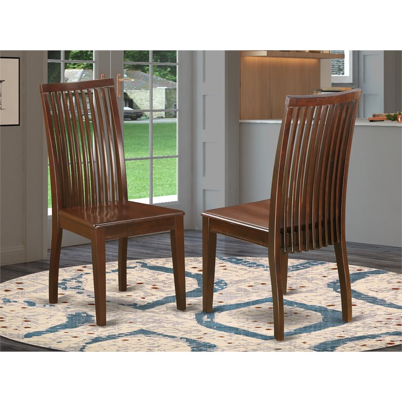 East West Furniture Ipswich Wood Dining Chairs in Mahogany (Set of 2)